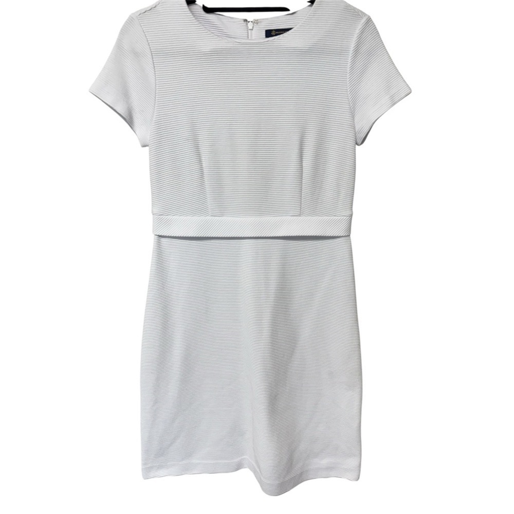 ✅ Brooks Brothers White Stripe Cotton Blend Short Sleeve Dress Size 6